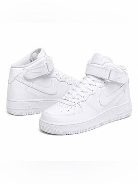 Nike Air Force 1 Mid All-White High Top Sneakers Size 4.5Y